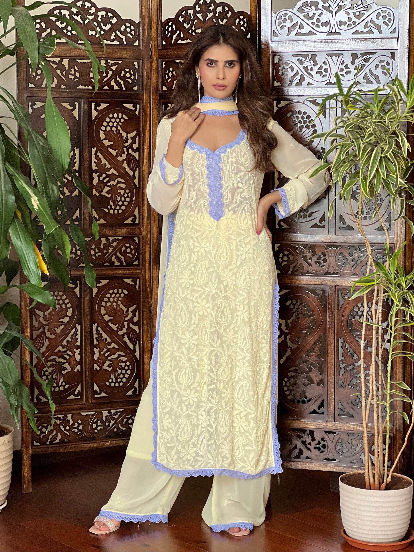 Aniyah Butter Yellow Chikankari Kurta Set by Label Chikankari – A Symphony of Elegance & Grace